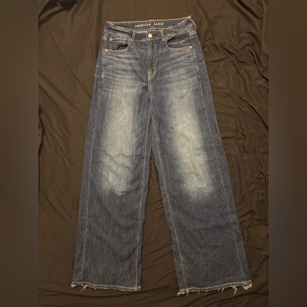 American Eagle Outfitters Super High-Rise Baggy Wide Leg Blue Jeans